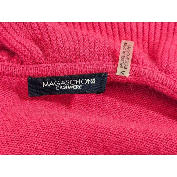 CS Women's M Magaschoni Cashmere Ruffle Open Front Cardigan Sweater Pink EUC! - Picture 6 of 8